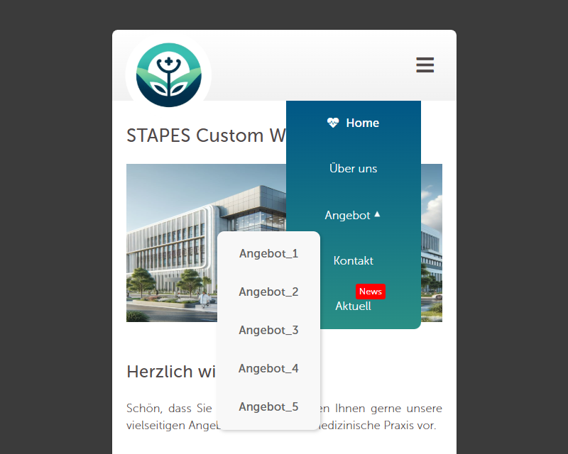 STAPES Custom Website mobile Ansicht